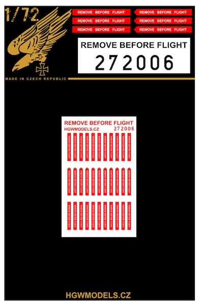 Remove before flight Tags - both sides printed HGW272006