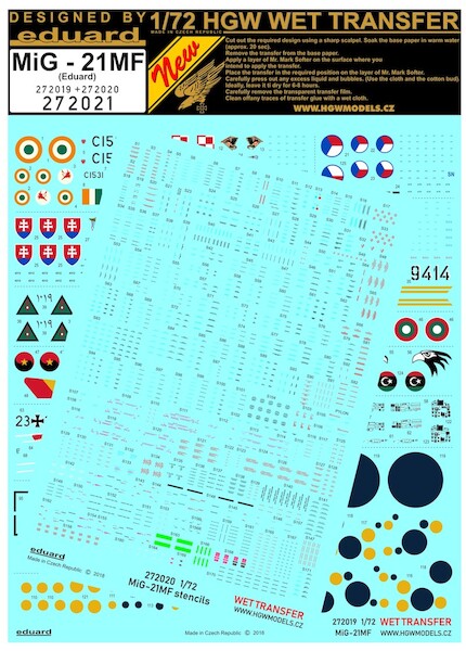 Wet Transfers for Mikoyan MiG21MF Fishbed (Eduard) HGW272021