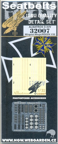 Albatros fighter Seatbelts and Buckles and extra P/E detail parts (Roden) HGW32007