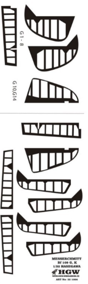 Control Surface Fabric Covering for Messerschmitt BF109F/G/K (Revell/Hasegawa)  HGW321006