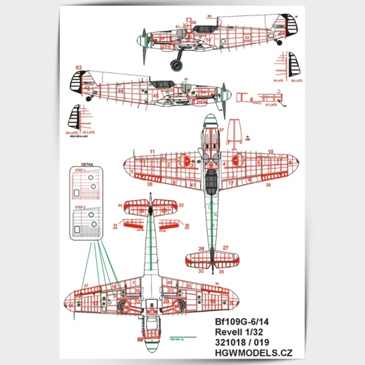 Messerschmitt BF109G-6 Rivet set (Revell) HGW321019