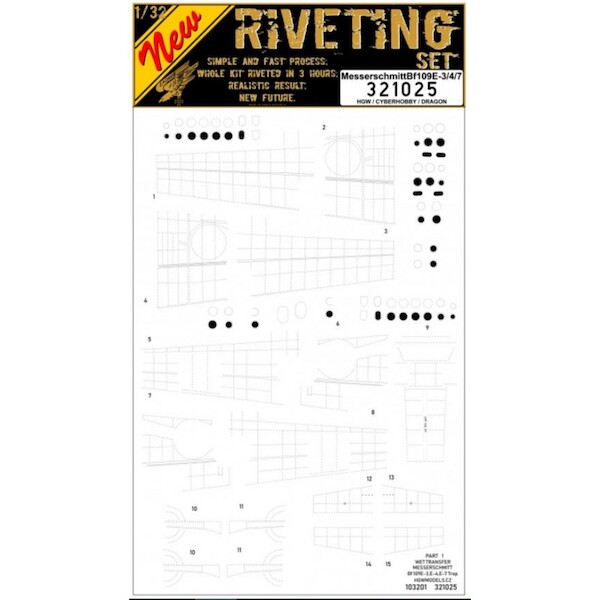 Messerschmitt BF109E-3/4/7 Rivet set (HGW/Dragon)  HGW321025