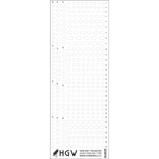 Free lines of rivets, Access Templates - Positive Rivets  HGW322018