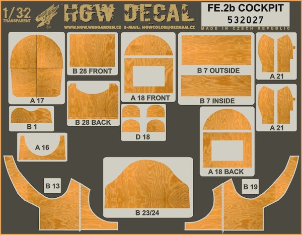 Wooden panels for Fe2b Cockpit (Wing Nuts)  HGW532027