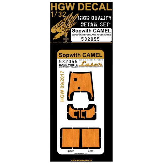 Sopwith Camel woodgrain Fuselage Panels (Light wood) for Wingnut Wings HGW532055