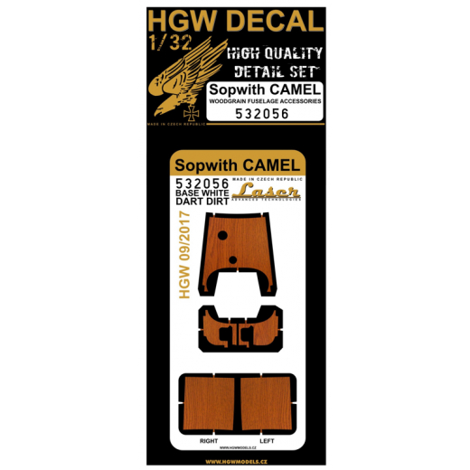 Sopwith Camel woodgrain Fuselage Panels (Dark Wood) for Wingnut Wings HGW532056