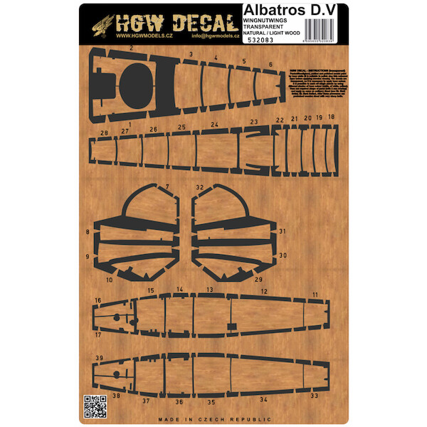 Albatros D.V Wood panels for Wingnut wings - Base Transparent with Natural /Light Wood HGW532083