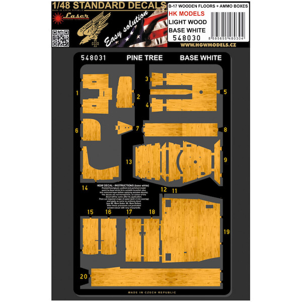 Boeing B17 Wooden floor and Ammo boxes Light Wood on Base white (HK Models) HGW548030