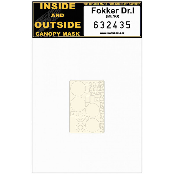 Fokker Dr1 Wheel, prophub and detail Mask (Meng) HGW632435
