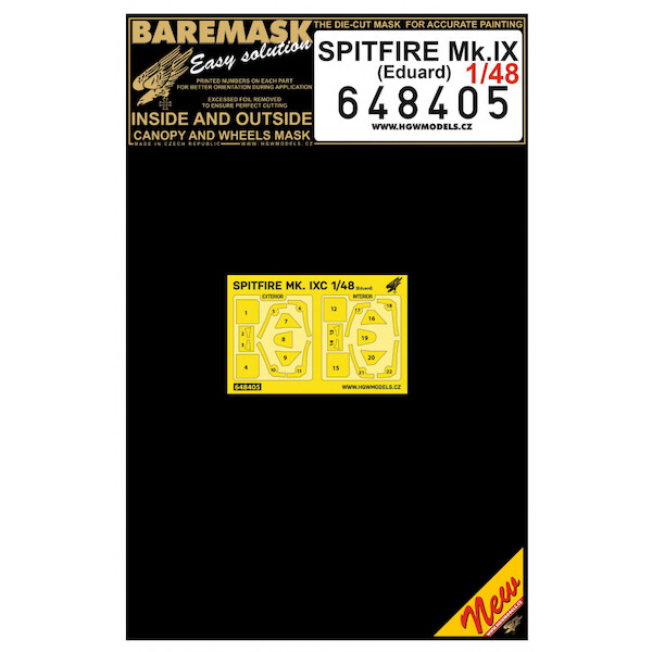 Spitfire MKIX canopy and wheel Mask (Eduard) HGW648405
