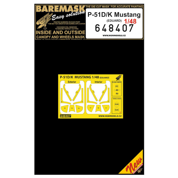 P51D/K Mustang canopy and wheel Mask (Eduard) HGW648407