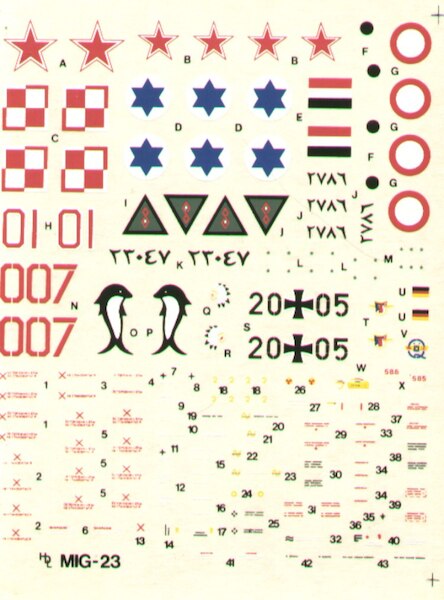 Mikoyan MiG23MS/MF/ML Flogger B/E/G (Iraq AF,Israel,WGAF,USSR) (REPRINT) HI-DECAL LINE15