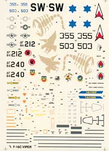 GD F16C Viper (USAF, Israeli AF) HI-DECAL LINE21