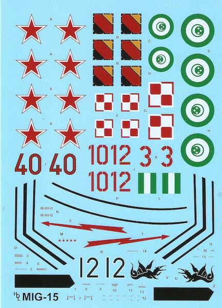 MiG15 Fagot B (Egypt AF,NVAF,USSR,Polish AF) HI-DECAL LINE22