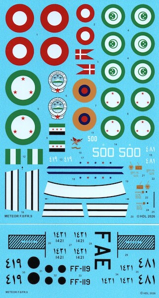Gloster Meteor F.8 / FR.9 (Expected June  2026)  HI-DECAL LINE38