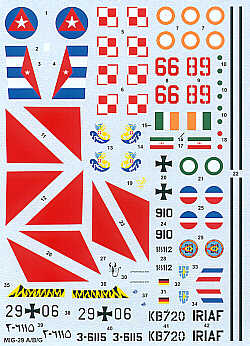 Mikoyan MiG29 Fulcrum (India,Luftwaffe,Cuba,Iran,Serbia,Poland) HI-DECAL LINE44