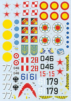 Mikoyan MiG29 Fulcrum (USSR, Georgie, Moldavia, Peru, Rumania, DDR, Poland)  HI-DECAL LINE45