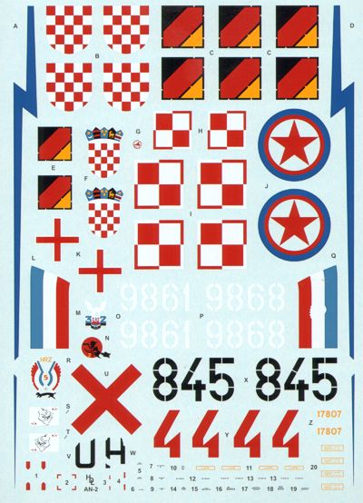 An2 Colt (Polish AF,Croat AF, North Vietnam AF,NVA) REPRINT HI-DECAL LINE48018
