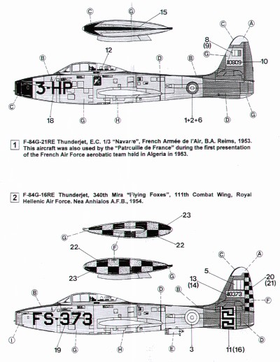 F84G Thunderjet (USAF, France, Greece)  HI-DECAL LINE49