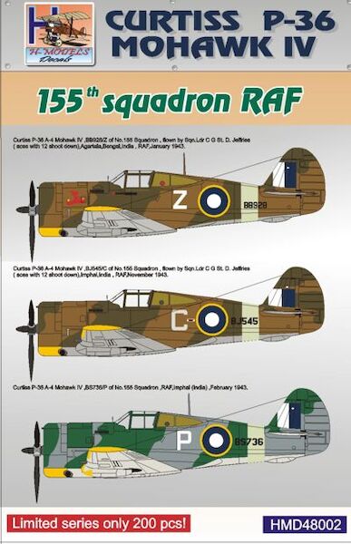 Curtiss P36 Mohawk MKIV in 255sq RAF Service  HMD48002