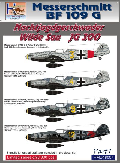 Messerschmitt BF109G (Nachtjagdgeschwader Wilde Sau JG300) Part1 HMD48007