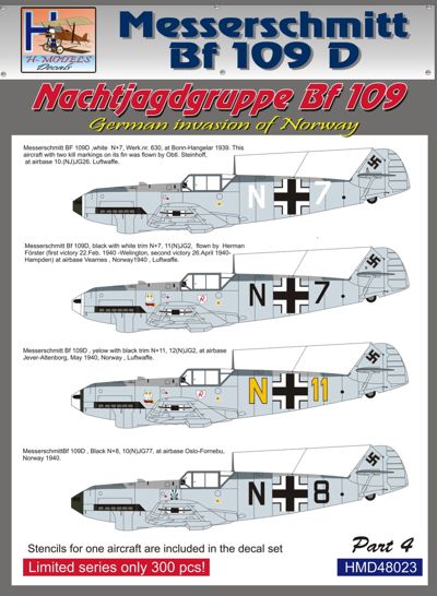 Messerschmitt BF109E (Nachtjagdgruppe BF109) Part 4 German Invasion of Norway HMD48023