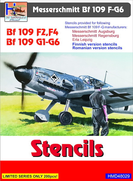 Messerschmitt BF109F-2-F4 & G-1-G-6 Stencils for 4 planes  HMD48029