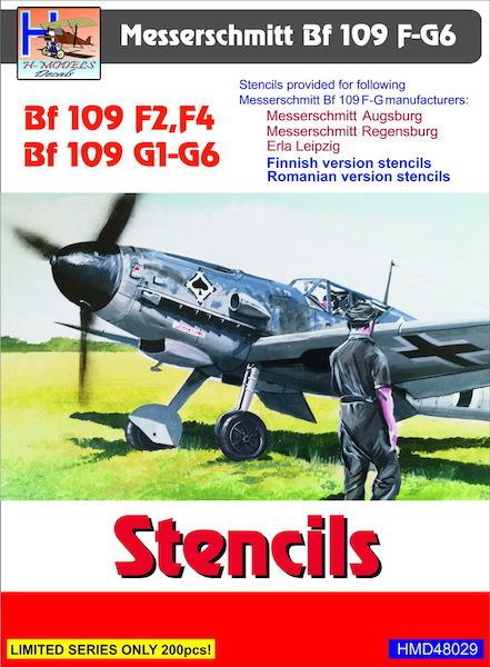 Messerschmitt BF109F-2-F4 & G-1-G-6 Stencils for 4 planes HMD48029