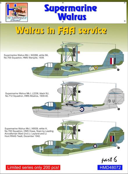 Supermarine Walrus MK 1  part 6:  Walrus in FAA Service  HMD48072
