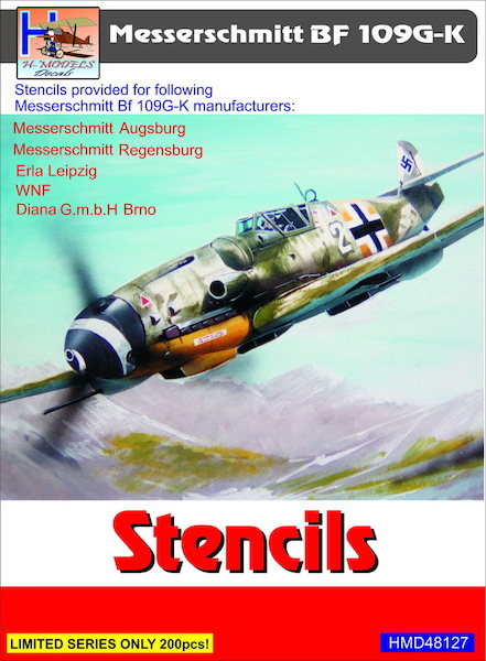 Messerschmitt BF109G/K Stencils for 5planes of different manufacturers  HMD48127