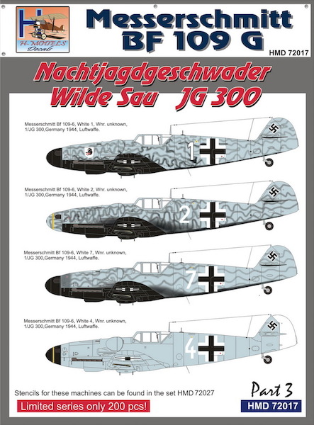 Messerschmitt BF109G-6 (NJG Wilde Sau JG300) HMD72017
