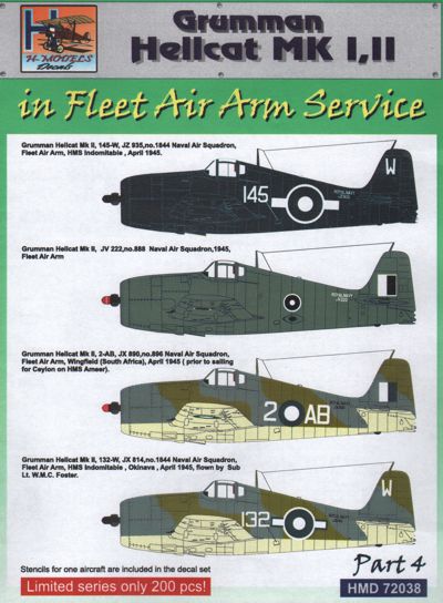 Grumman Hellcat MKI/MKII in Fleet Air Arm Service  HMD72038