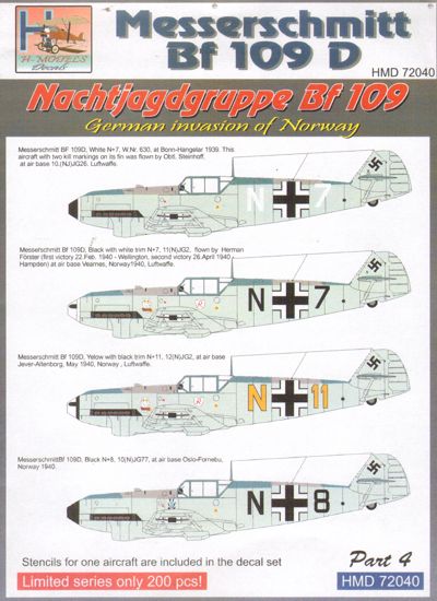 Messerschmitt BF109D (NachtJagdGruppe part 4) HMD72040