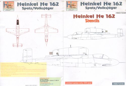 Heinkel He162 Stencils (for 4 Aircraft) HMD72045