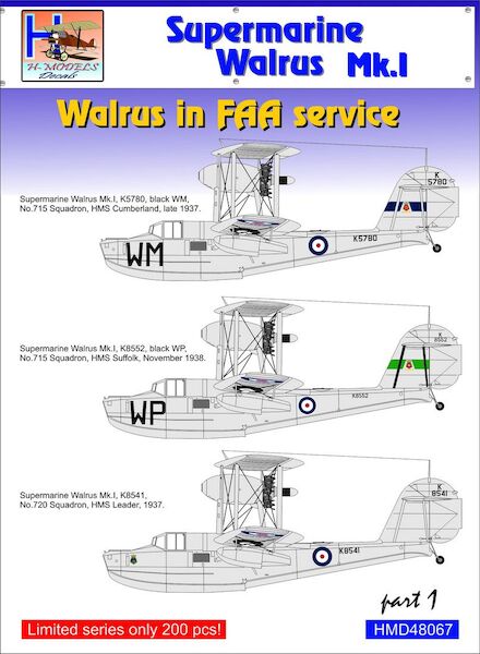 Supermarine Walrus MK 1 part 1: Walrus in FAA Service HMD72086
