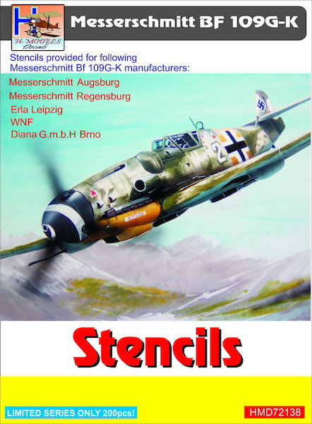 Messerschmitt Bf 109109G/K Stencils (sets for 5 different a/c manufacturers) for 5 planes HMD72138