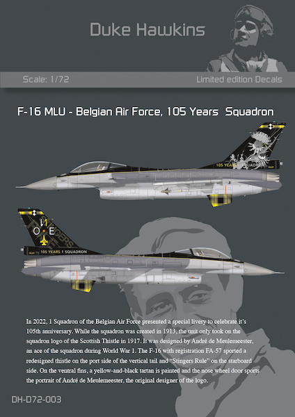 F16  Fighting Falcon (105 years 1 Squadron BAF)  DH-D72-003