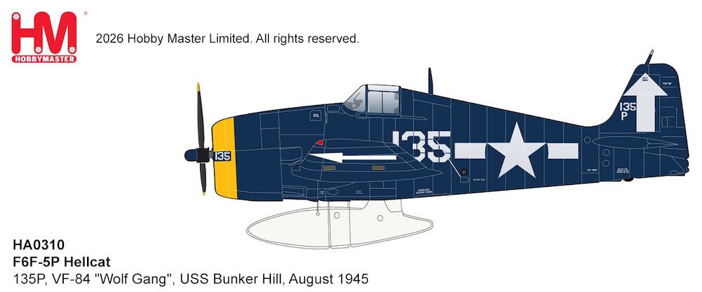 Hobbymaster HA0310 F6F-5P Hellcat US Navy, 135P, VF-84 