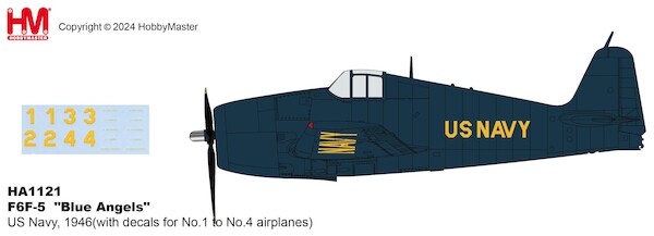 F6F-5 Hellcat "Blue Angels" US Navy, 1946 (with decals for No.1 to No.4 airplanes)  HA1121