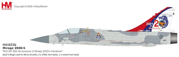 Dassault Mirage 2000-5 "20th Anniversary of Mirage 2000 ROCAF" (w/ 2x Magic, 4 x Mica missiles, 2 x 1700L fuel tanks, 1 x center fuell tank) HA1621b