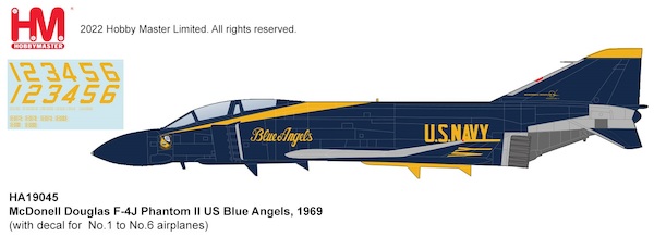 McDonnell Douglas F-4J Phantom II US Blue Angels, 1969 (with decal for No.1 to No.6 airplanes) HA19045