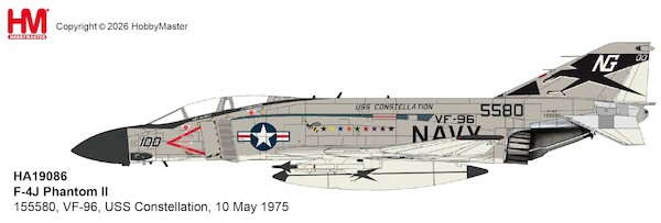 McDonnell Douglas F-4J Phantom US Navy, 155580, VF-96, USS Constellation, 10 May 1975 HA19086