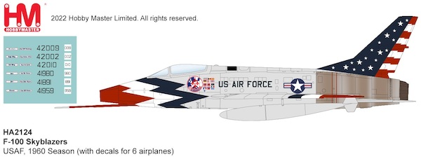 F100 Super Sabre Skyblazers USAF, 1960 Season (with decals for 6 airplanes) HA2124
