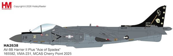 Harrier II Plus AV-8B "Ace of Spades" 165582, VMA-231, MCAS Cherry Point 2025 HA2638