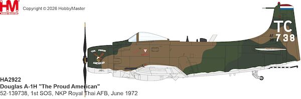 Douglas A-1H Skyraider, "The Proud American" 52-139738, 1st SOS, NKP Royal Thai AFB, June 1972  HA2922