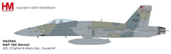 KAF-18C Hornet 425, 9 Fighter & Attack Sqn., Kuwait AF (w/F-15 decals)  HA3594