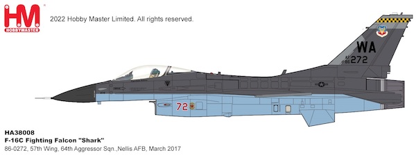 F16C Fighting Falcon USAF, "Shark" 86-0272, 57th Wing, 64th Aggressor Sqn.,  Nellis AFB, March 2017  HA38008