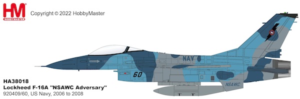 F16A Fighting Falcon "NSAWC Adversary" 920409/60, US Navy, 2006 to 2008 HA38018