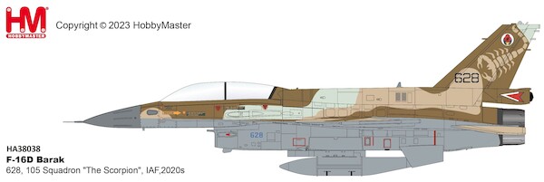 F16D Fighting Falcon Barak 628, 105 Squadron "The Scorpion", IAF (with 4 x GBU-31)  HA38038