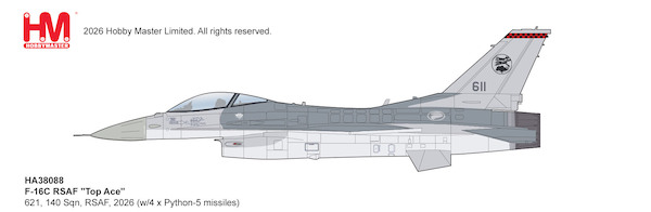 F-16C RSAF "Top Ace" 621, 140 Sqn, RSAF, 2026 (w/4 x Python-5 missiles)  HA38088